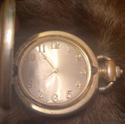 Silver Full Hunter Pocket Watch Engraved 2007 Arabic Numerals Polished Case