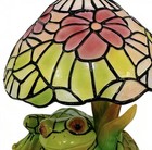 Tiffany Style Frog Lamp Stained Glass Shade Night Light Vintage Decorative Light