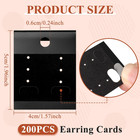 200 Pcs Black Velvet Plastic Display Cards Earring Card Holder For Earrings  Ear