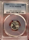 1937 Mercury Dime 10c Pcgs Ms66fb Full Bands Gem Silver Coin