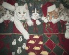New Christmas Kittens Woven Afghan Tapestry Throw Gift Blanket Nip Holiday Cat
