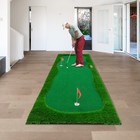 12x5 Ft Golf Putting Green Training Mat Turf 3 Holes 3 Flags Cups Indoor Outdoor
