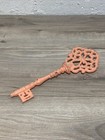 Vintage Large Victorian Peach Painted Skeleton Key Rustic Cast Iron Decor
