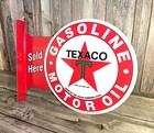 Texaco Gasoline Gas Oil Large Flange Metal Tin Sign Vintage Garage Man Cave New