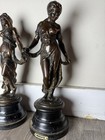 Pair Antique 19th Century French Spelter Bronze Art Nouveau Sculptures
