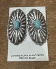 Native American Sterling Silver Navajo Handmade Natural Turquoise Post Earring