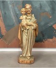 Vtg Saint Joseph Baby Jesus Statue Italy Painted Religious Home Decor 6 Inch