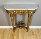 Antique French Louis Xvi Style Gilt Wood Console Table With Carrera Marble Top