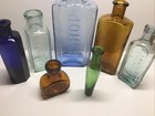 Antique 7 Piece Colorful Cork Top Bottle Lot 3 