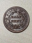 1846 Braided Hair Half Cent - Us 1 2c Copper Penny Coin - Complete Appearance--