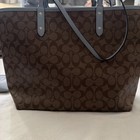 Coach New York Sig City Zip Leather Tote Bag  F58292 Sv khaki Pale Blue