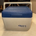 Vintage Gott Sportscooler 6 Console Cooler Blue Gray Freeze Bottle