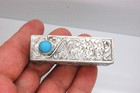 Vintage 800 Silver Turquoise Embellished Lipstick Case With Engraving   Mirror