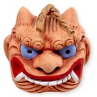 Japanese Clay Bell Oni Demon Devil Head Vtg Dorei Pottery Shrine Lucky Charm B28