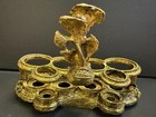 Vintage Matson Ormolu Filigree Gold Plated Rose 6 Slot Lipstick Holder  4 1 2  W
