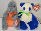 Ty Beanie Babies  domino Panda   Emmett T-rex Dinosaur  30th Anniversary New