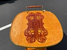 Vintage Italian Marquetry Inlaid Wood Serving Bar Tea Cart Drop Leaf  W 4 Wheels