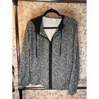 J  Jill Fit Womens Black White Floral Ditsy Full Zip Hooded Jacket Medium