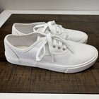 New Time And Tru White Canvas Sneakers Women Size 6 5 Lace Up Shoes Foam Insole