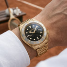 Winborn Montier Gold Tone Watch Black Dial Silver 24 Hour Bezel Date