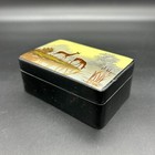 Vtg Russian Fedoskino Style Folk Art Lacquer Hand Painted Deer Wood Trinket Box