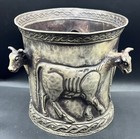 Near Eastern Antiquities Old Sassanian Pure Sliver Bowl With Cow Animals Heads