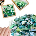 Litmind Green Mixed Irregular Glass Mosaic Tiles For Art Crafts  9oz Value Pack