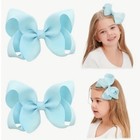 Light Blue 4    Hair Bow Grosgrain Ribbon Girl Hair Barrette Alligator Clip