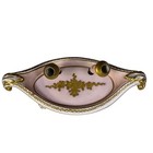 Carlin Comforts France Antique Pink Porcelain Gold Accented Pen Holder Desk Set 