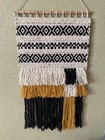 Lrg Macrame Wall Hanging Boho Decor Tapestry Black cream gold 34x19 Beautiful 