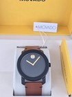 Movado Bold Men s Black Dial Brown Leather Band Watch - 3600305   695 Msrp 