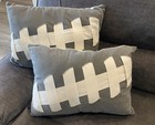Grey Football Lace-up Throw Pillows Set Of 2 14x20 Cotton Appliqu   Dorm Sports