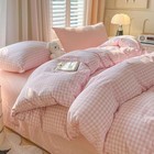  Gingham Duvet Cover Size Pink White Plaid Checkered King Pink Gingham