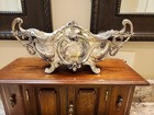 Brite Metal Ornate Planter Jardiniere Bowl W  Handles 