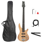 New Electric 5 String Bass Guitar Full Size Bag Strap Pick Connector Burlywood