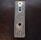 Vintage antique Ornate Embossed Door Knob Back Plate 1-1 16  X  5-1 2  Metal