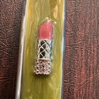 Vintage Silver green Tone Lipstick Case Holder Inside Mirror Fashionable
