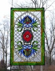 20  X 34  Jeweled Tiffany Style Stained Glass Window Panel Glass Panel  Hf142