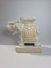 Vintage Ceramic Glazed Elephant Plant Stand Candle Holder Statue Decor Signed 
