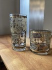 Set Of 4 Vintage Cera Old World Map Mid Century Highball Glasses 5 5  Tall Mcm