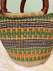 Bulga Market Basket Hand Woven Green Orange Africa