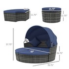 4 Piece Outdoor Rattan Wicker Conversation Sunbed Sectional Sofa Set With Canopy