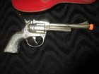 Vintage Toy 1950   s Hubley Single Shot Pet Cap Gun Red Beaded Holster Set