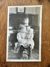 Antique 1900s Girl With Doll Piano Black And White Paper Photo Portrait