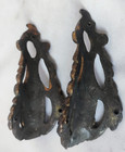 Antique Pair Solid Brass   Bronze Ormolu Furniture Mounts Shoes Embellishments