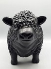 Vintage Black Angus Bull Chalkware Piggy Coin Bank