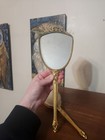 Vintage Gold Tone Floral Brush And Mirror Vanity Usa Nylon Victorian Decor