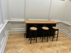 Dollhouse Miniature-4 Piece Lot-black Bar Counter With 3 Matching Stools--estate