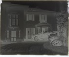 Antique Glass Plate Negative   Two Men In Front Of  Home With Antique Car
