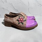 Socofy Floral Shoes Women s 39   Us 8-8 5 Purple Cap Toe Loafers Boho Hippie